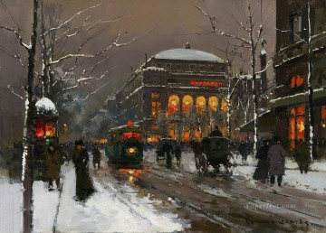 冬のパリの EC シャトレ Oil Paintings